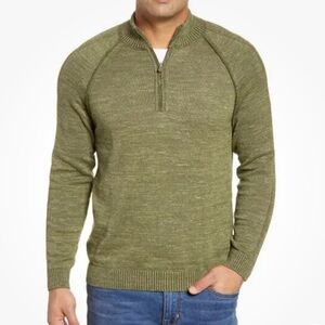 Tommy Bahama 1/2 Zip Silk Cotton Blend Long Sleeve Sweater‎ Green Size XL